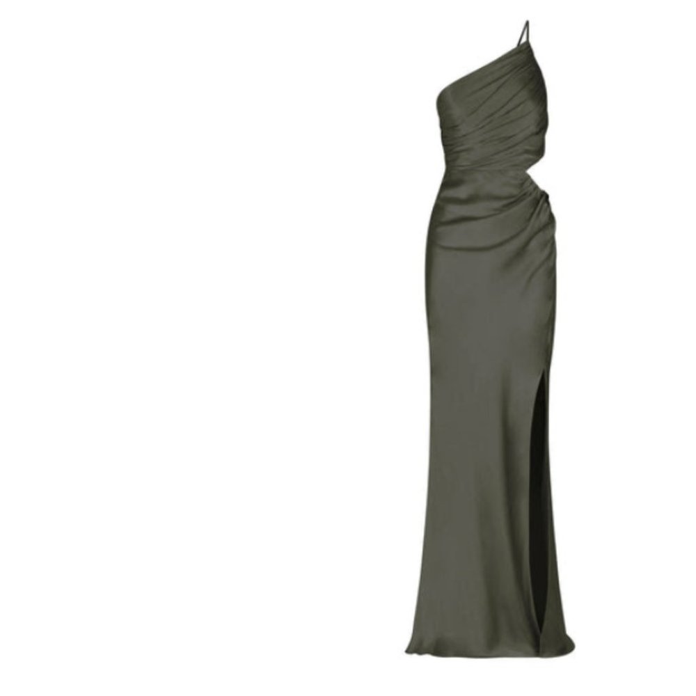 Shona Joy - LA LUNE ASYMMETRICAL GATHERED MAXI DRESS - OLIVE